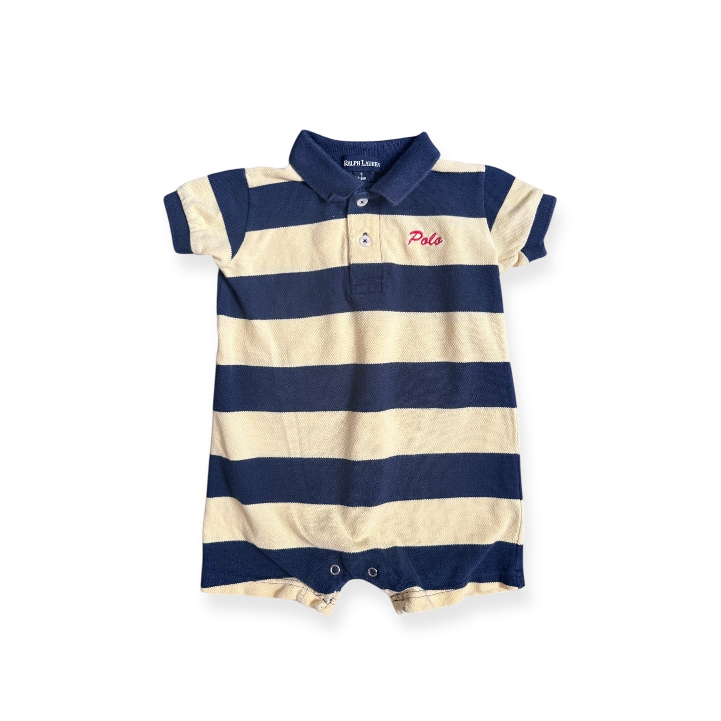 Ralph Lauren Embroidered Polo Logo Romper (3-6M)