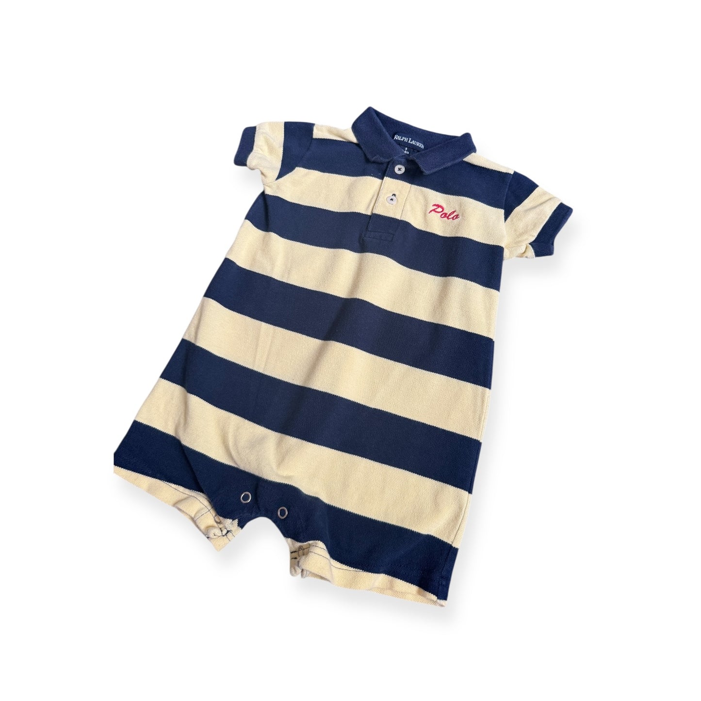 Ralph Lauren Embroidered Polo Logo Romper (3-6M)