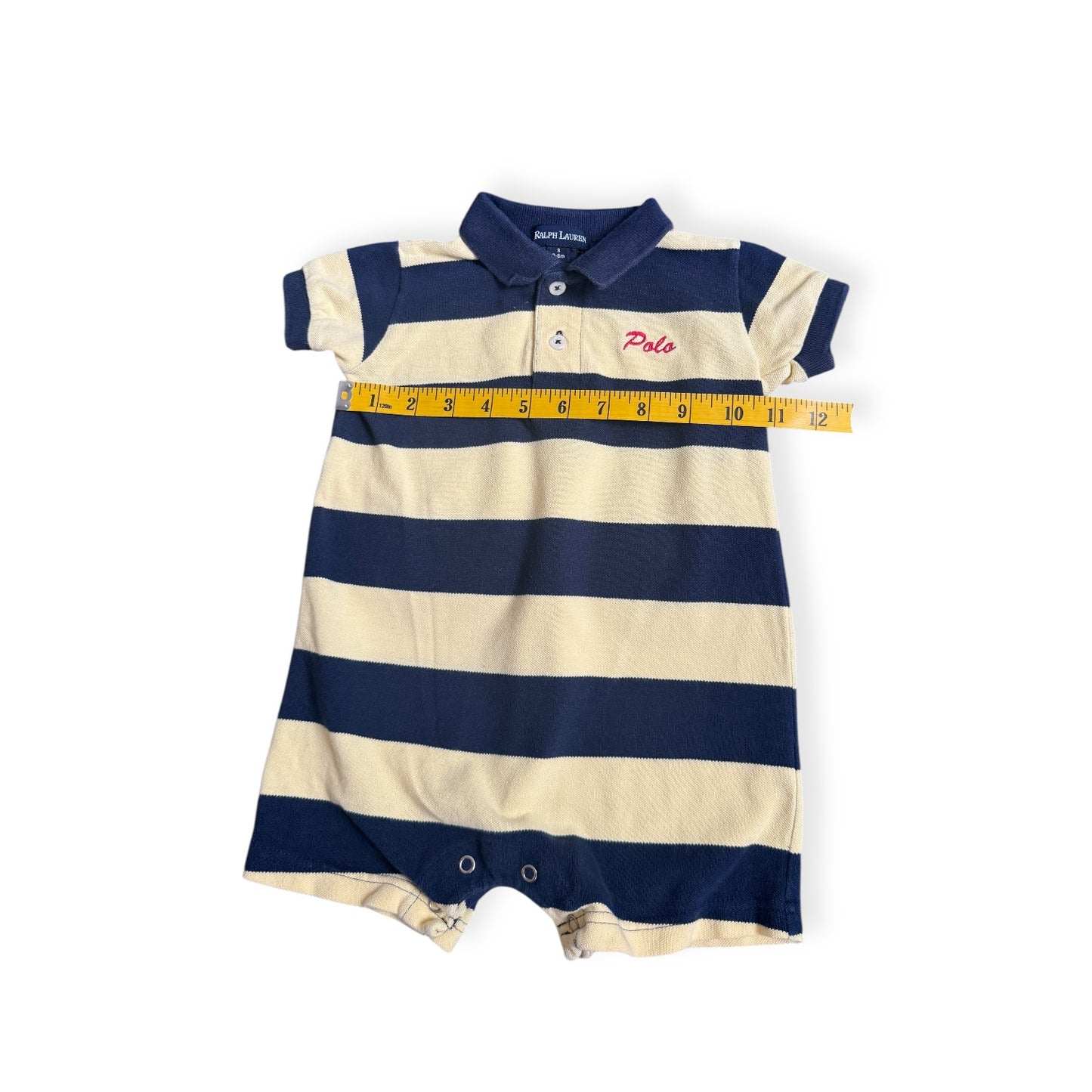 Ralph Lauren Embroidered Polo Logo Romper (3-6M)