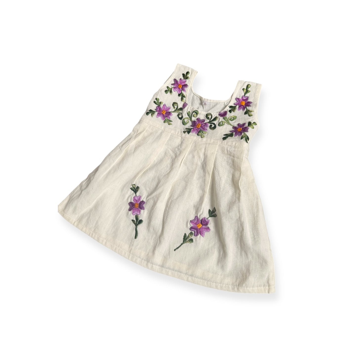 70s Floral Embroidered Spring Dress (Newborn)