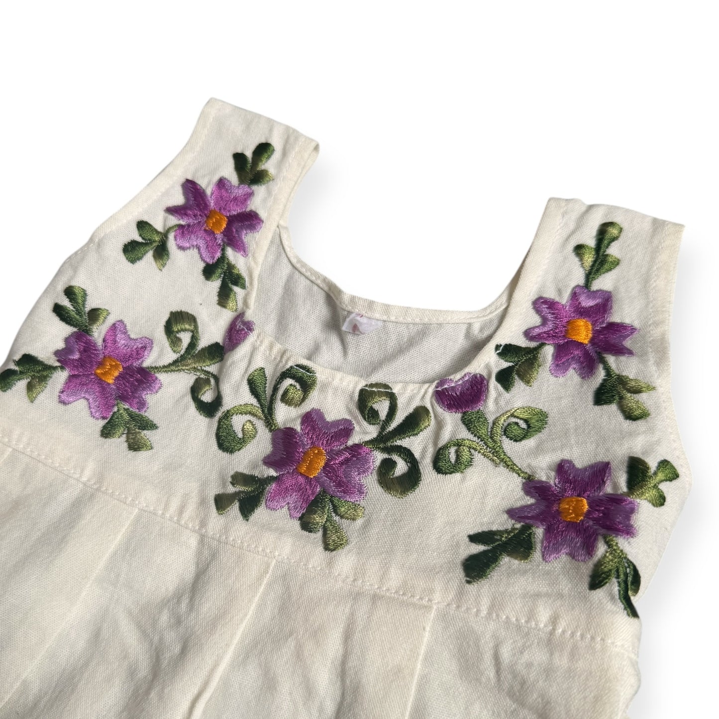 70s Floral Embroidered Spring Dress (Newborn)