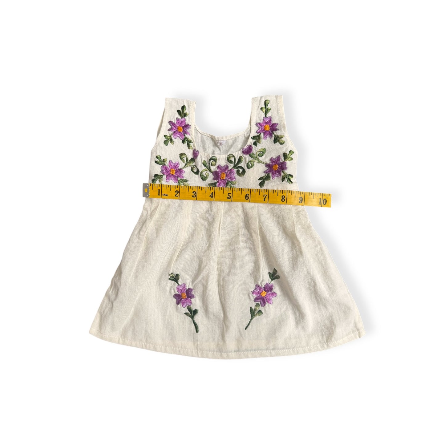 70s Floral Embroidered Spring Dress (Newborn)