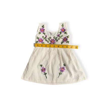 70s Floral Embroidered Spring Dress (Newborn)